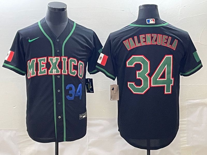 Men 2023 World Cub Mexico 34 Valenzuela Black Nike MLB Jersey2
